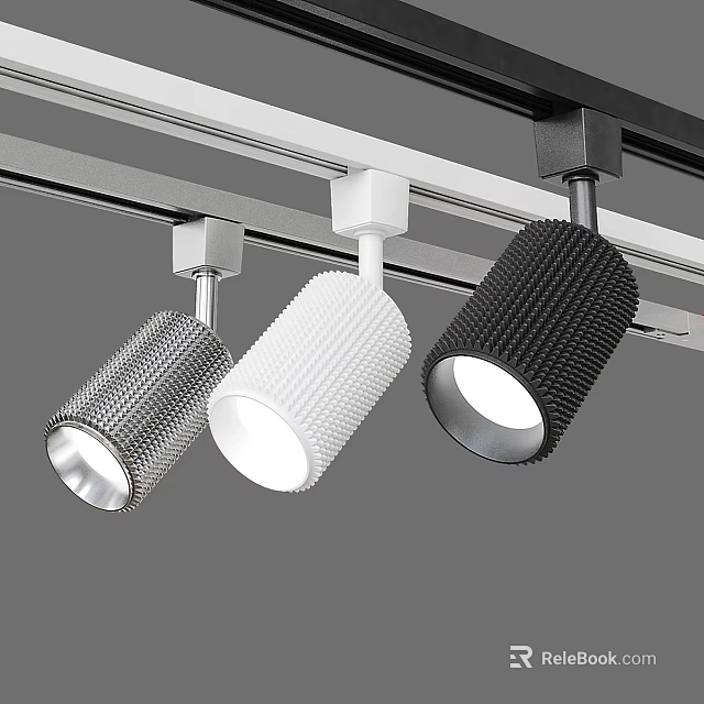 Modern Track Spotlights With Silver White Black Textured Surface Lighting Design 3d model