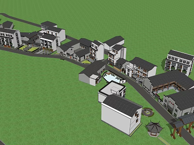 Scenic Traditional Chinese Building Complex Featuring Courtyards Green Lawns And Pathways 3d model