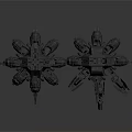 Two Detailed Futuristic Cosmic Spacecraft With Sci Fi Structure And Design