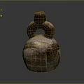 Ancient Sculptural Vessel With Loop Handles Square Lid And Carved Textured Surface 3d model