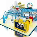 Doraemon Themed Display Stand With Cartoon Elements And Blue Yellow Design 3d model