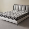 Double Bed With Quilted Mattress Gray Upholstered Headboard White Frame Modern Design