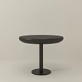 Black Round Coffee Table With Circular Tabletop Slim Column Base And Light Background 3d model