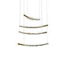 Modern Multi Tiered Curved Wooden Pendant Light With LED Accent Lighting