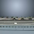 Aircraft Carrier Flight Deck With Runway Striped Markings And Control Tower