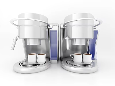 Two Modern Coffee Machines As Kitchen Appliances With Coffee Cups 3d model