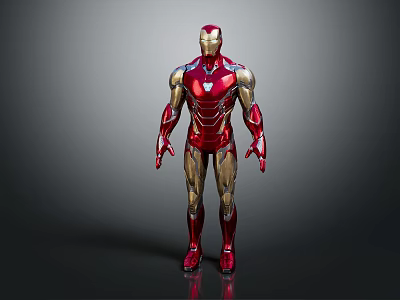 Iron Man Action Figure in Red and Gold Armor Standing Pose Collectible Model 3d model
