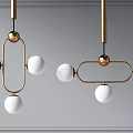 Modern Minimalist Hanging Chandeliers With Gold Frame And White Spherical Elements 3d model