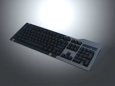 Sleek Black Gray Computer Keyboard With Standard Layout And Numeric Keypad 3d model