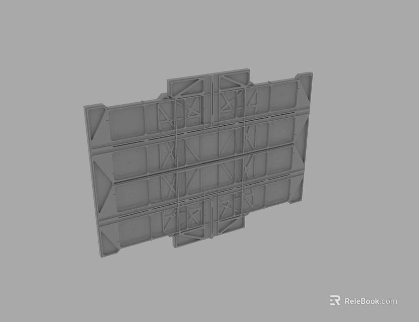 Gray Modular Frame Structure With Rectangular Panels And Cross Supports 3d model