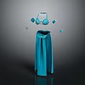 Elegant Turquoise Halter Top And Long Skirt With Square Decorative Pieces Fashion Outfit