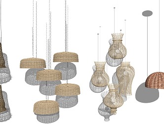 Southeast Asia Chandelier Bamboo Chandelier Art Chandelier 3d model