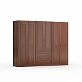 Dark Wood Four Door Wardrobe With Central Drawers And Simple Design