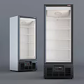 Commercial Upright Glass Door Refrigerators with Multiple Shelves and Control Panel