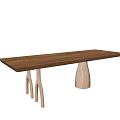 Modern Wooden Dining Table With Distinctive Leg Structure And Solid Wood Tabletop Design 3d model