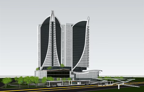 modern office building super high-rise office building 3d model