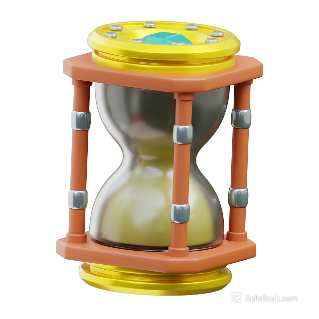 Functional Hourglass With Yellow Base Orange Frame And Silver Accents For Daily Use 3d model 