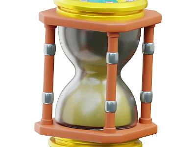 Functional Hourglass With Yellow Base Orange Frame And Silver Accents For Daily Use 3d model