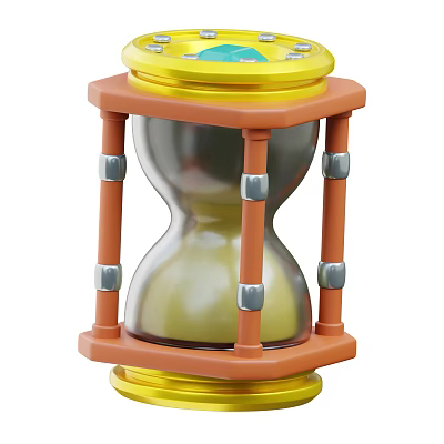 Functional Hourglass With Yellow Base Orange Frame And Silver Accents For Daily Use 3d model