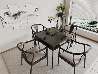 New Chinese Style Leisure Table and Chair Negotiation Table and Chair 3d model