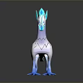 Turquoise And White Dragon Game Movie Character With Blue Claws And Diamond Shaped Tail Tip