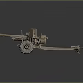 Vintage Military Artillery Weapon Model With Wheeled Base And Cannon Structure
