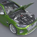 Green Modern Sedan Car With Sunroof Sleek Exterior And Distinctive Front Grille