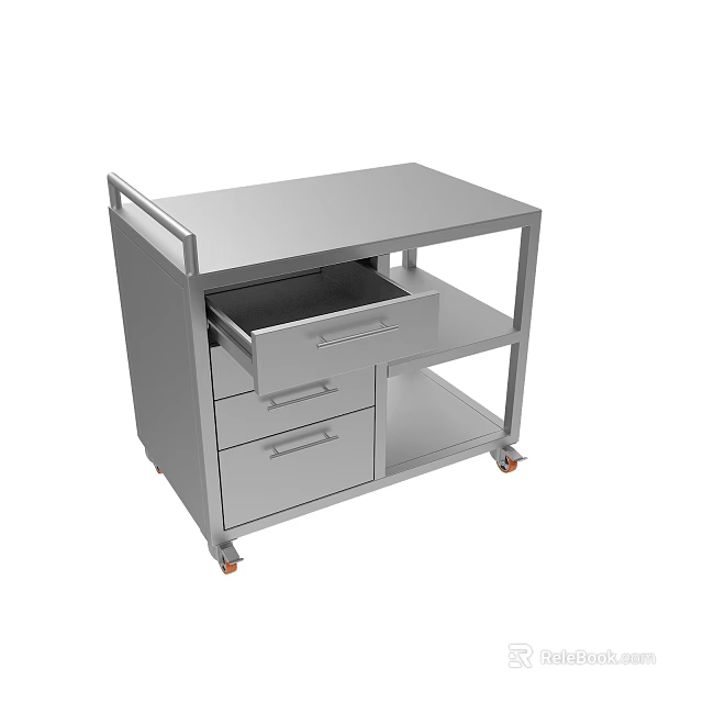 Durable Stainless Steel Kitchen Cart With Drawers Shelves And Wheels 3d model 