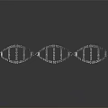 Illuminated White DNA Double Helix Structure On Dark Background With Molecular Strands 3d model