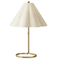 Modern Beige Pleated Fabric Shade Floor Lamp With Golden Pole Design