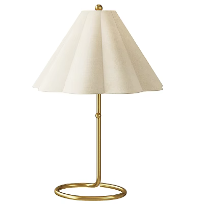 Modern Beige Pleated Fabric Shade Floor Lamp With Golden Pole Design 3d model