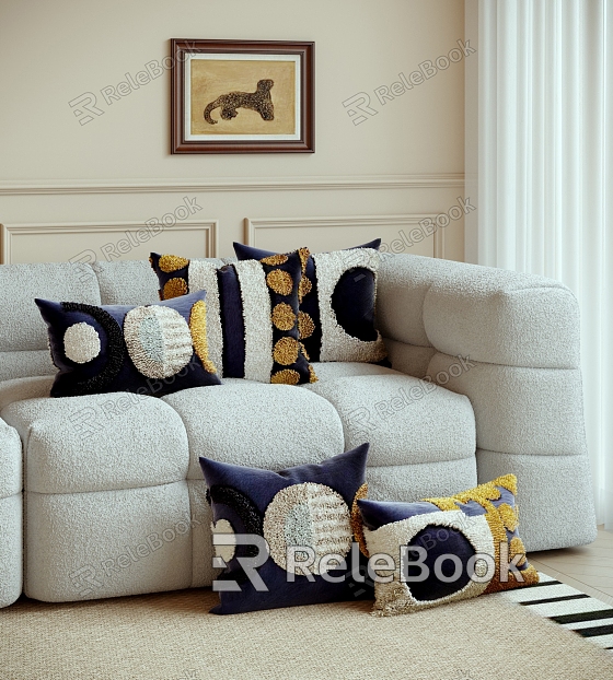 Cream wind wool pillow combination model