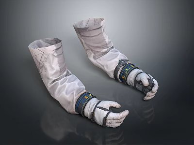 White Design Protective Astronaut Gloves with Blue Yellow Accents Essential for Safety Lifestyles 3d model