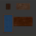 Classic Wooden Furniture Set With Four Tables Blue Top And Dark Brown Legs