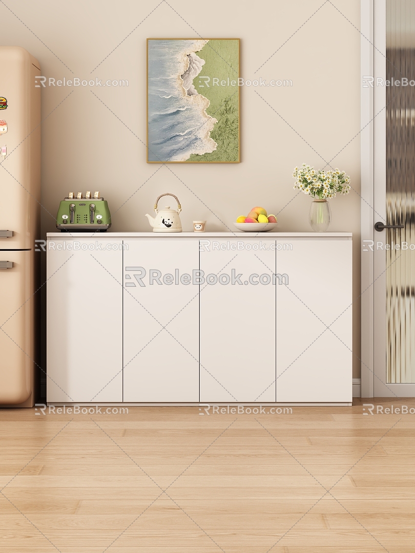 Modern Cream Style Side Cabinet Sideboard 3d model