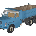 Blue Vintage Six Wheel Truck With Open Bed For Utility Transportation