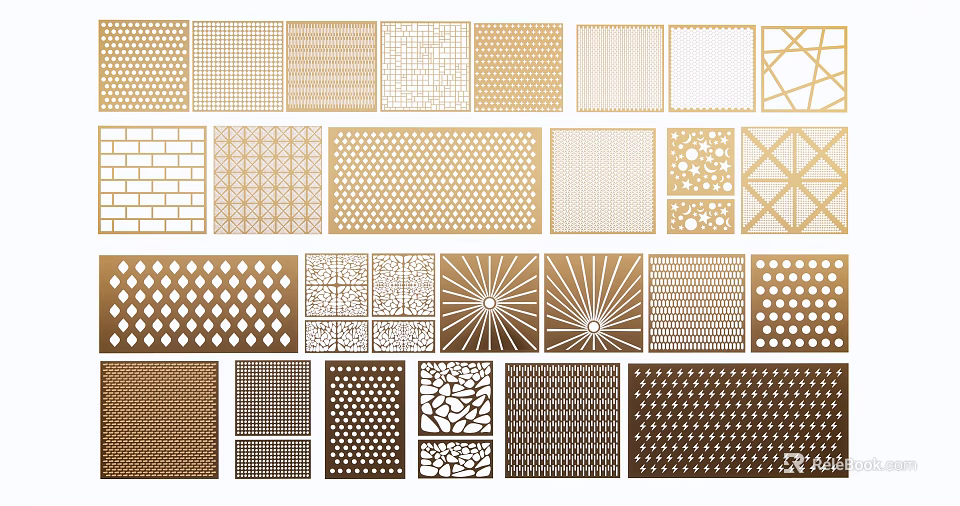 Various Decorative Panels With Diverse Geometric Perforated And Patterned Designs 3d model