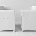 Gray Storage Cabinets with Wheels Double Doors and White Handles in Modern Room
