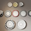 Wall Decor with Decorative Plates Featuring Geometric and Colorful Patterns 3d model