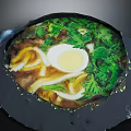 Delicious Ramen Bowl With Soft Boiled Egg Green Vegetables And Rich Broth