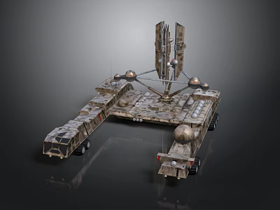 Futuristic Sci-Fi Spaceship Model Featuring Complex Structure Multiple Modules And Antennas 3d model