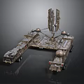 Futuristic Sci-Fi Spaceship Model Featuring Complex Structure Multiple Modules And Antennas