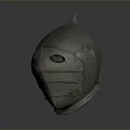 Worn Medieval Weapon Helmet Featuring Spiked Top Metal Surface and Face Protection Guard
