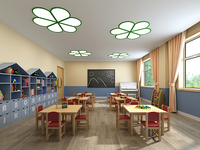 Modern Kindergarten Classroom Early Education Center Reading Room Art Room Music Room 3d model