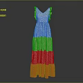 Elegant Long Dress With V Neck Ruffle Shoulders And Pink Red Tiered Layers