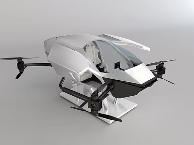 Modern Passenger Aircraft With Futuristic Design And Four Propellers White Exterior 3d model