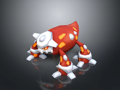 Game Movie Character With Red White And Orange Spots Cartoon Fantasy Four Legged 3D Creature 3d model