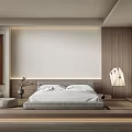 Tatami Bedroom Interior with Wooden Walls Decorative Scroll and Minimalist Floor Lamp