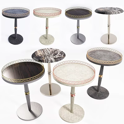 Stylish Side Tables with Various Designs Marble Wooden Tops and Metal Bases for Living Room 3d model