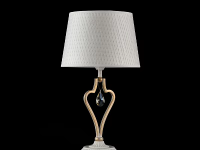 Elegant Table Lamp With White Textured Lampshade And Gold Heart Accent Base 3d model